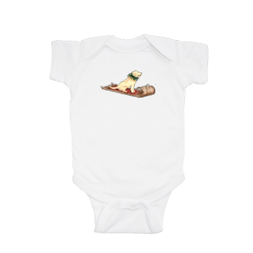 yellow lab on sled baby snap up short sleeve