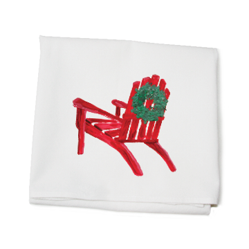 red chair + wreath flour sack towel
