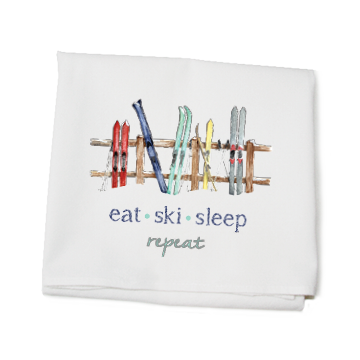 eat ski sleep flour sack towel