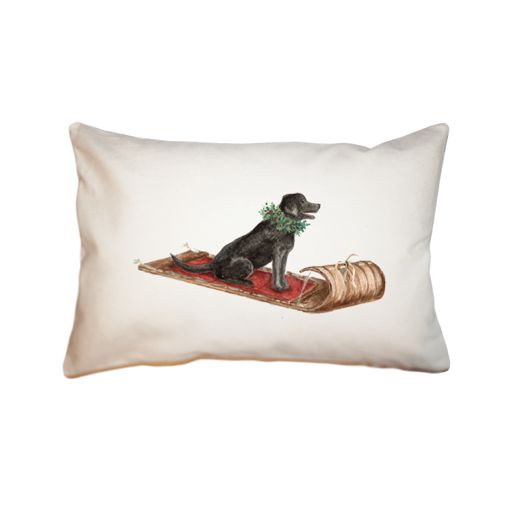 black lab on sled large rectangle pillow