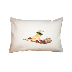 golden on sled  small accent pillow
