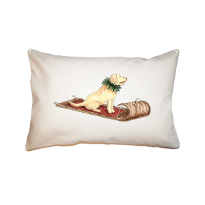 yellow lab on sled  small accent pillow