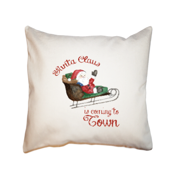 santa claus coming to town square pillow