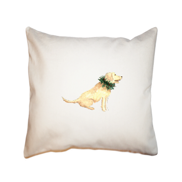 yellow lab wreath square pillow