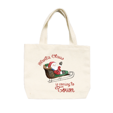 santa claus coming to town small tote