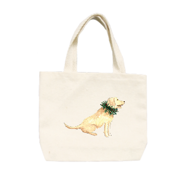 yellow lab wreath small tote