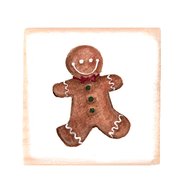 gingerbread cookie square wood block