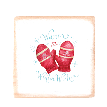 warm wishes square wood block