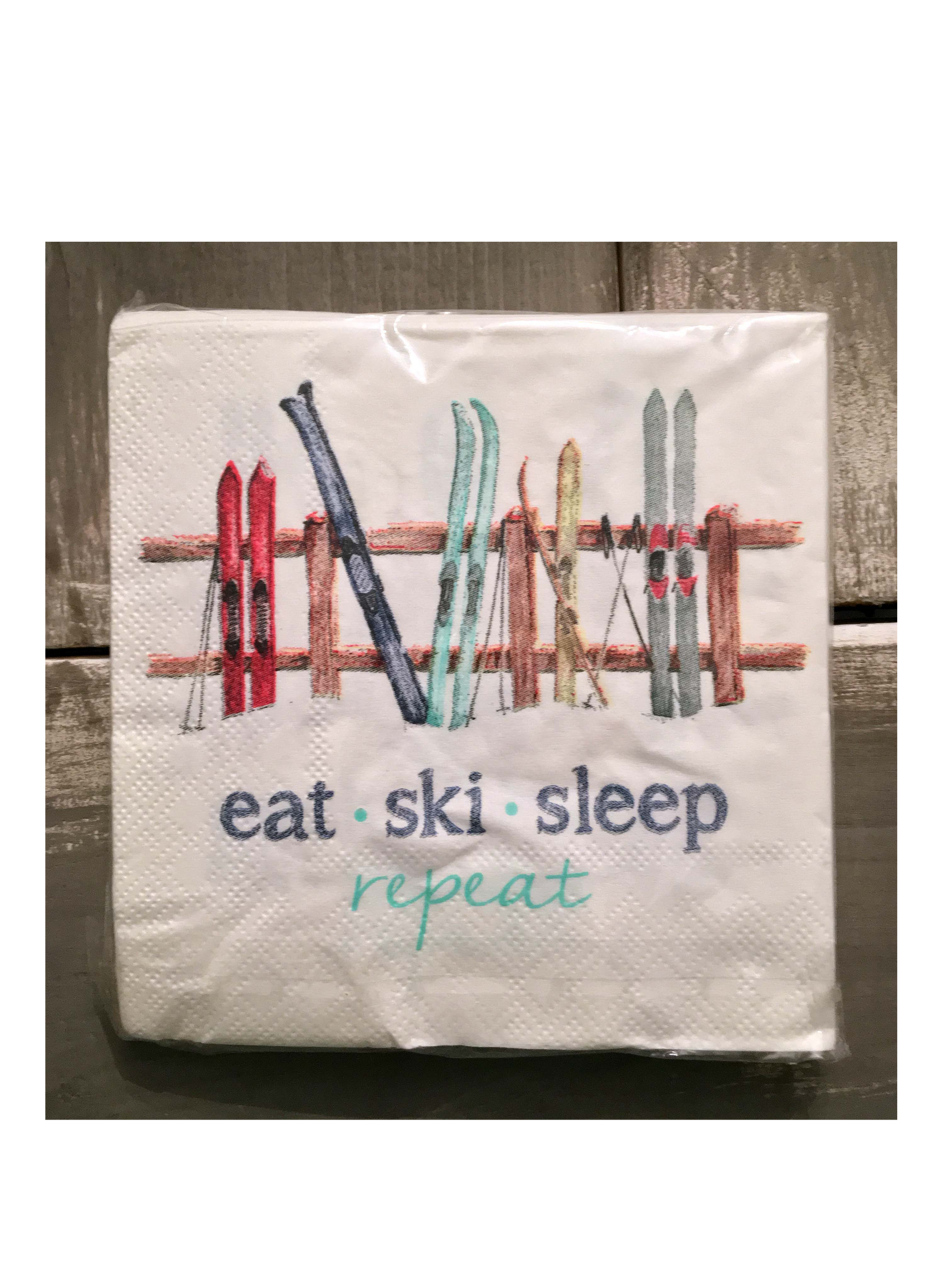 Skis on Fence cocktail napkins
