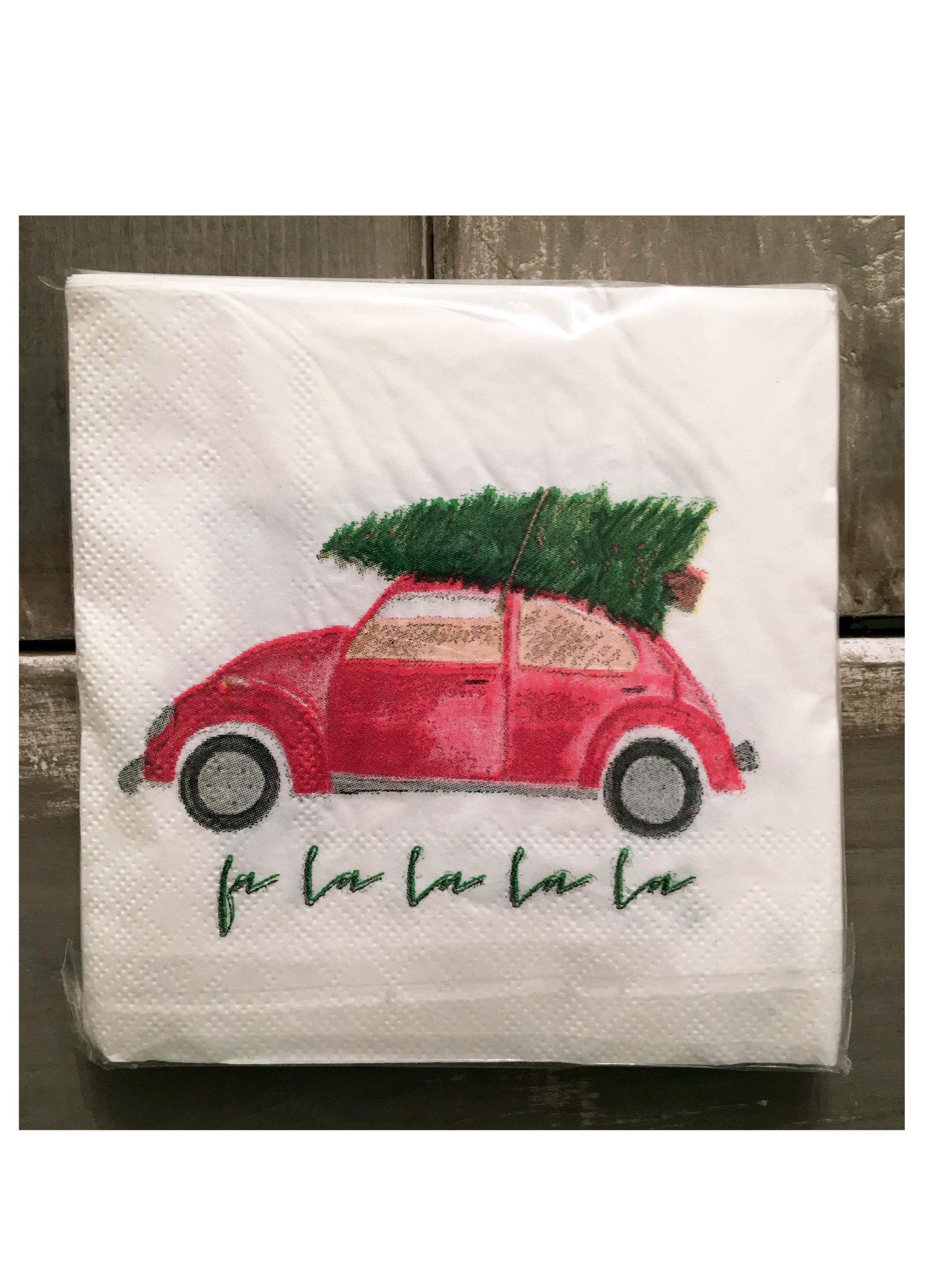vw with tree cocktail napkins